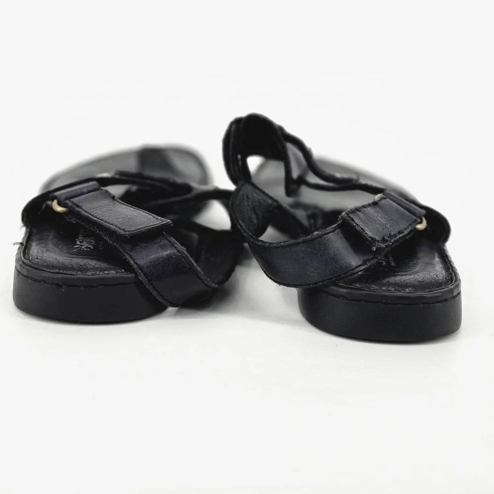 Born Mai Black Leather Comfort Gladiator Thong Slingback Sandal Women Size 9M